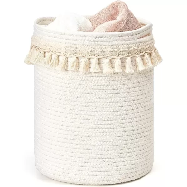 Mkono Macrame Decorative Cotton Rope Basket Boho Nursery Decor Cute Woven Tassel Closet Storage Bins Organizer for Baby ToysDiaper BlanketsMagazinePotted Plants CoverLiving RoomBedroom 15quotx14quot157x196