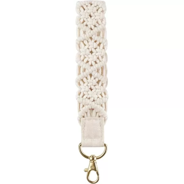 Mkono Macrame Key Chain Cute Keychain Wristlet Lanyard Boho Woven Wrist Lanyard for Keys Key Chains for Car Key ID BadgesBeige