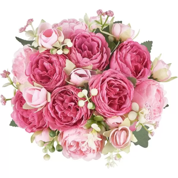 Mkono Peonies Artificial Flowers Small Silk Flowers for Home Decor Indoor 2 Bundles Fake Bouquet Faux Floral Arrangements Dining Table Centerpieces for Kitchen Bridal Wedding Party Decor PinkMixed Pink