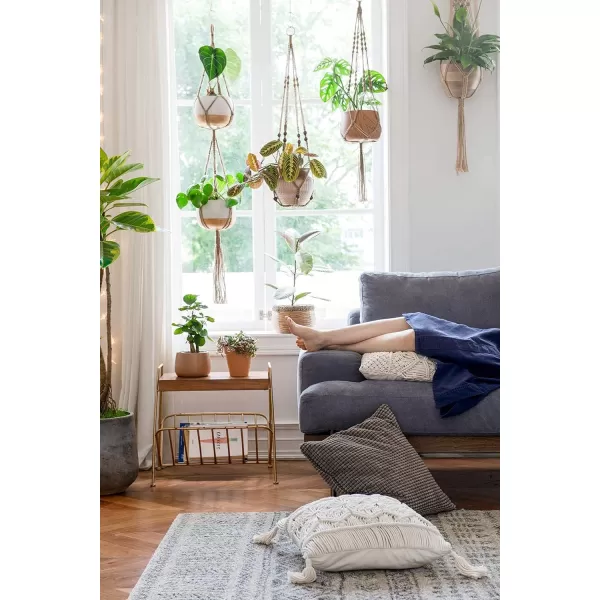 Mkono 2 Pack Macrame Plant Hangers Indoor Hanging Planter Basket Decorative Flower Pot Holder Jute Rope for Indoor Outdoor Home Decor 4 Legs 40 Inch BrownBrown