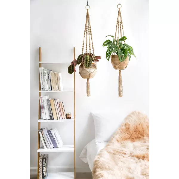 Mkono 2 Pack Macrame Plant Hangers Indoor Hanging Planter Basket Decorative Flower Pot Holder Jute Rope for Indoor Outdoor Home Decor 4 Legs 40 Inch BrownBrown