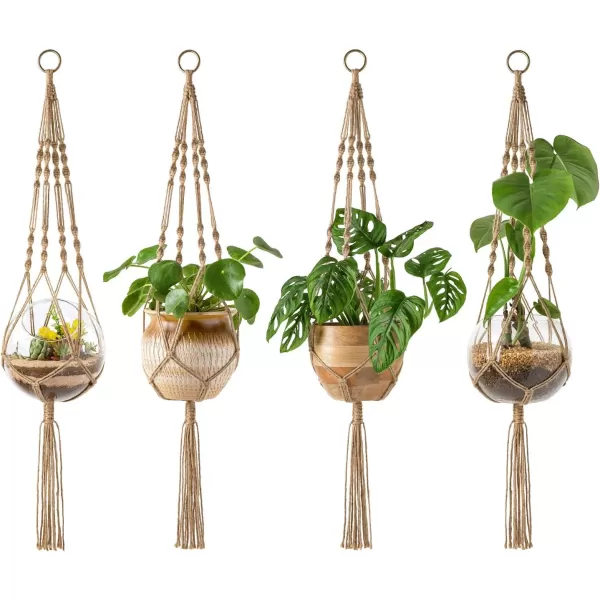 Mkono 2 Pack Macrame Plant Hangers Indoor Hanging Planter Basket Decorative Flower Pot Holder Jute Rope for Indoor Outdoor Home Decor 4 Legs 40 Inch BrownBrown