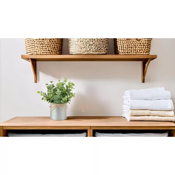 Mkono 2 Packs Small Fake Plants in Farmhouse Galvanized Pots Table Centerpiece Mini Faux Eucalyptus Potted Artificial Plants for Bathroom Shelf Room Rustic Home Decor