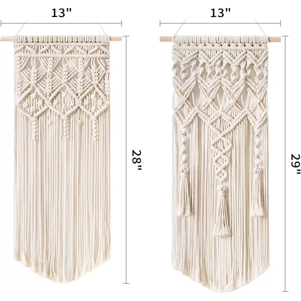 Mkono 2 Pcs Macrame Woven Wall Hanging Boho Chic Geometric Art Decor  Beautiful Bedroom Nursery Apartment Home Decoration Gift for Girls Adults Birthday 28quot L x 13quot WMedium