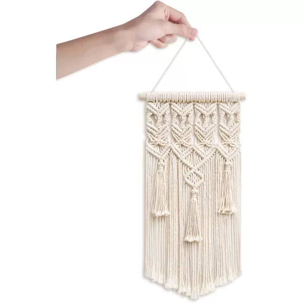 Mkono 2 Pcs Macrame Woven Wall Hanging Boho Chic Geometric Art Decor  Beautiful Bedroom Nursery Apartment Home Decoration Gift for Girls Adults Birthday 28quot L x 13quot WSmall