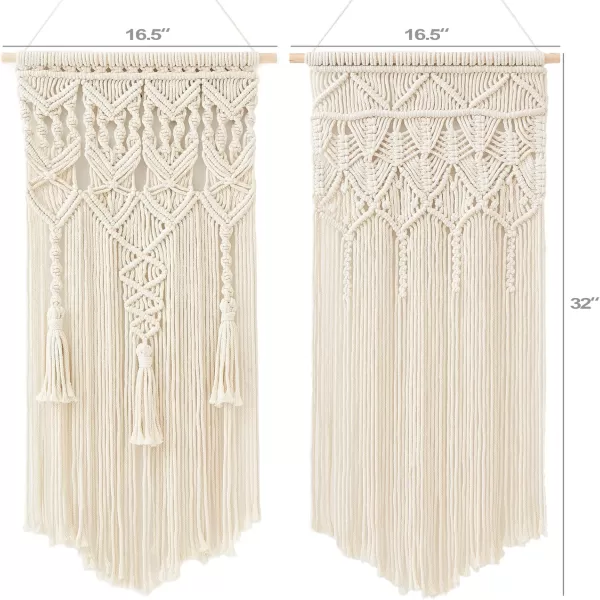 Mkono 2 Pcs Macrame Woven Wall Hanging Boho Chic Geometric Art Decor  Beautiful Bedroom Nursery Apartment Home Decoration Gift for Girls Adults Birthday 28quot L x 13quot WLarge