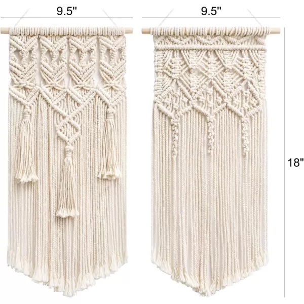 Mkono 2 Pcs Macrame Woven Wall Hanging Boho Chic Geometric Art Decor  Beautiful Bedroom Nursery Apartment Home Decoration Gift for Girls Adults Birthday 28quot L x 13quot WSmall