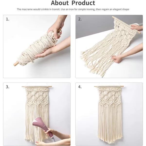 Mkono 2 Pcs Macrame Woven Wall Hanging Boho Chic Geometric Art Decor  Beautiful Bedroom Nursery Apartment Home Decoration Gift for Girls Adults Birthday 28quot L x 13quot WMedium