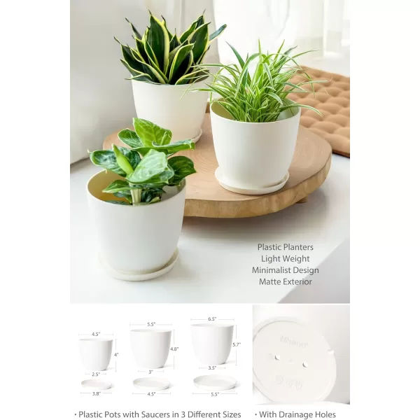 Mkono 3 Pack Macrame Plant Hangers with Pots 35quot29quot23quot Indoor Different Size Hanging Planter Basket Flower Pot Holder with Saucers ampamp Hooks No Tassels Plastic Pots Included Medium IvoryBrown