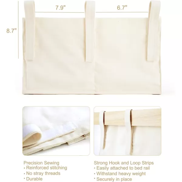 Mkono Bedside Caddy Hanging Organizer Bunk Woven 7 Pockets Bed Storage Bag Boho Remote Magazine Books Holder with Macrame for Loft Bed College Dorm Bedroom Baby Bed Rails Ivory7 PocketsIvory