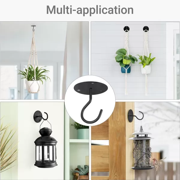 Mkono Ceiling Hooks for Hanging Plants Metal Plant Hanger Bracket Wall Mount Hooks for Hanging Bird Feeders Lanterns Wind Chimes Planters IndoorampampOutdoor Decoration Hooks 2Pack WhiteBlack