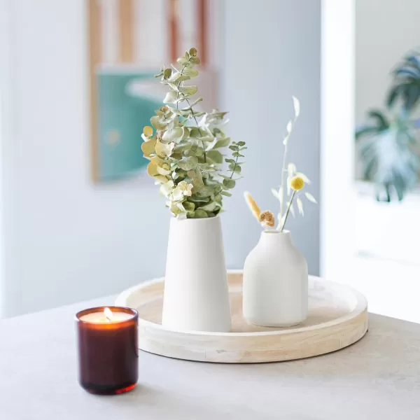 Mkono Ceramic Flower Vase Set of 2 Decorative White Vases Minimalism Style for Modern Table Shelf Home Decor Small Pampas Grass Vases for Desk Bedroom Kitchen Entryway Office Living Room Centerpiece