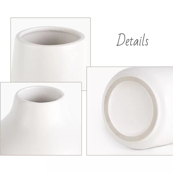 Mkono Ceramic Flower Vase Set of 2 Decorative White Vases Minimalism Style for Modern Table Shelf Home Decor Small Pampas Grass Vases for Desk Bedroom Kitchen Entryway Office Living Room Centerpiece