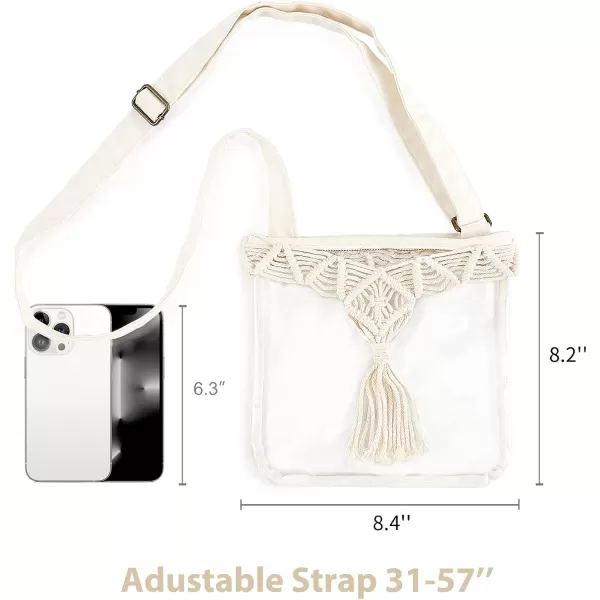 Mkono Clear Bag Stadium Approved for Women Clear Purses Concert Crossbody with Tassel for Sport Events Concert FestivalBeige