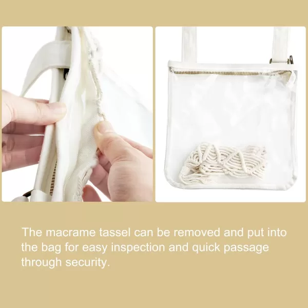 Mkono Clear Bag Stadium Approved for Women Clear Purses Concert Crossbody with Tassel for Sport Events Concert FestivalBeige