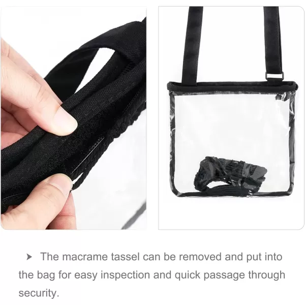 Mkono Clear Bag Stadium Approved for Women Clear Purses Concert Crossbody with Tassel for Sport Events Concert FestivalBlack