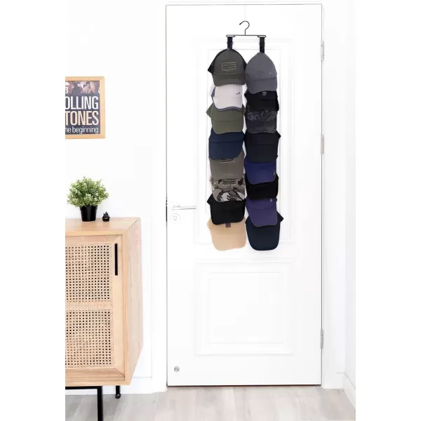 Mkono Closet Storage Rack Baseball Cap Keeper Hanger with 16 Hooks Modern Multifunctional Organizer for Door and Wall Fit Most Hats