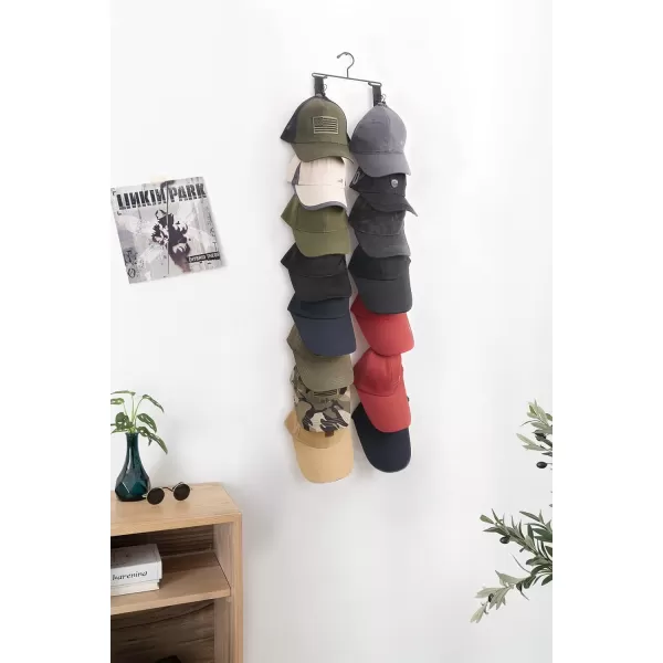 Mkono Closet Storage Rack Baseball Cap Keeper Hanger with 16 Hooks Modern Multifunctional Organizer for Door and Wall Fit Most Hats