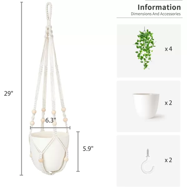 Mkono Fake Hanging Plant with Pot Artificial Plants for Home Decor Indoor Macrame Plant Hanger with Faux Vine Hanging Planter Greenery for Bedroom Bathroom Kitchen Office Decor Brown PothosIvory