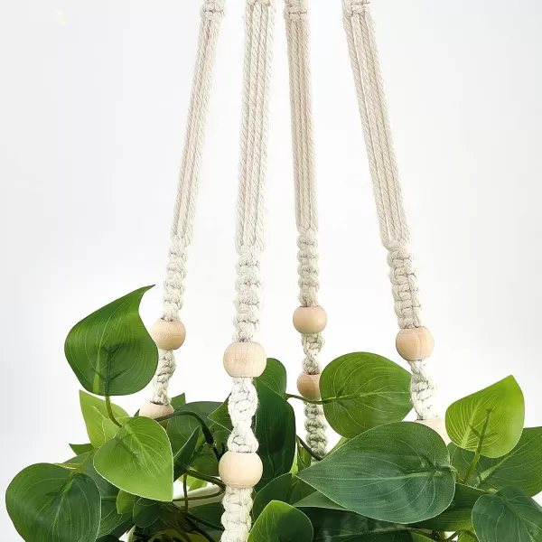 Mkono Fake Hanging Plant with Pot Artificial Plants for Home Decor Indoor Macrame Plant Hanger with Faux Vine Hanging Planter Greenery for Bedroom Bathroom Kitchen Office Decor Brown PothosIvory