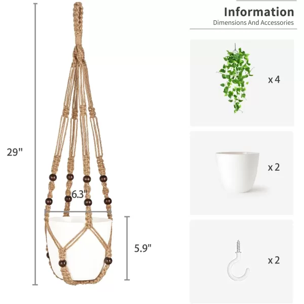 Mkono Fake Hanging Plant with Pot Artificial Plants for Home Decor Indoor Macrame Plant Hanger with Faux Vine Hanging Planter Greenery for Bedroom Bathroom Kitchen Office Decor Brown PothosBrown