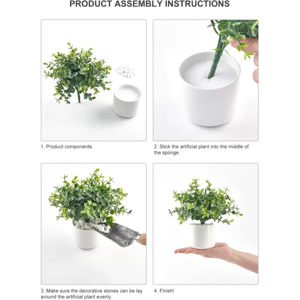 Mkono Fake Plants in Ceramic Pot 3 Pack Potted Artificial Eucalyptus Plants for Home Decor Indoor Faux Green Rosemary for Desk Shelf Coffee Centerpiece Bathroom Office Decor