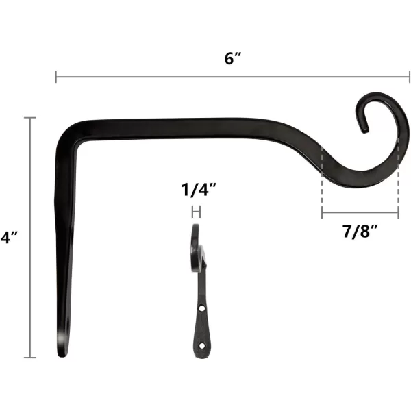 Mkono Hanging Plant Bracket 6 inch Metal Wall Plant Hook Decorative Plant Hanger for Bird Feeders Planters Lanterns Wind Chimes Home Decor Indoor Outdoor 4 Pack BlackBlack