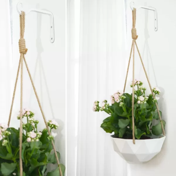 Mkono Hanging Plant Bracket 6 inch Metal Wall Plant Hook Decorative Plant Hanger for Bird Feeders Planters Lanterns Wind Chimes Home Decor Indoor Outdoor 4 Pack BlackWhite