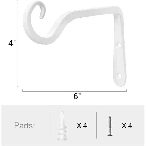 Mkono Hanging Plant Bracket 6 inch Metal Wall Plant Hook Decorative Plant Hanger for Bird Feeders Planters Lanterns Wind Chimes Home Decor Indoor Outdoor 4 Pack BlackWhite
