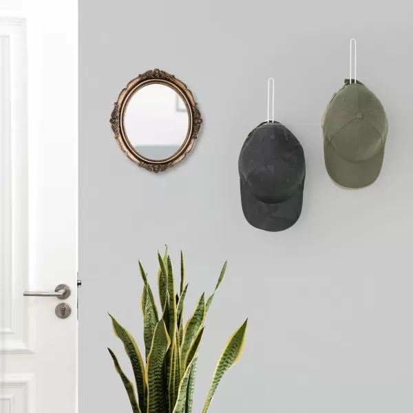 Mkono Hat Organizer for Baseball Caps Set of 2 Wall Hat Rack 5 Inches Space Saving Holds 20 Caps Modern L Shaped Hat Hooks Wall Mount Hat Holder for Closet Bedroom Storage Small BlackWhite