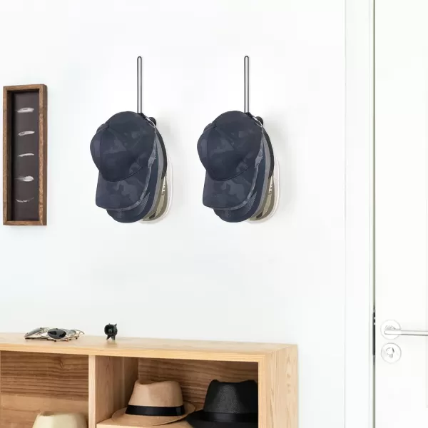 Mkono Hat Organizer for Baseball Caps Set of 2 Wall Hat Rack 5 Inches Space Saving Holds 20 Caps Modern L Shaped Hat Hooks Wall Mount Hat Holder for Closet Bedroom Storage Small BlackBlack