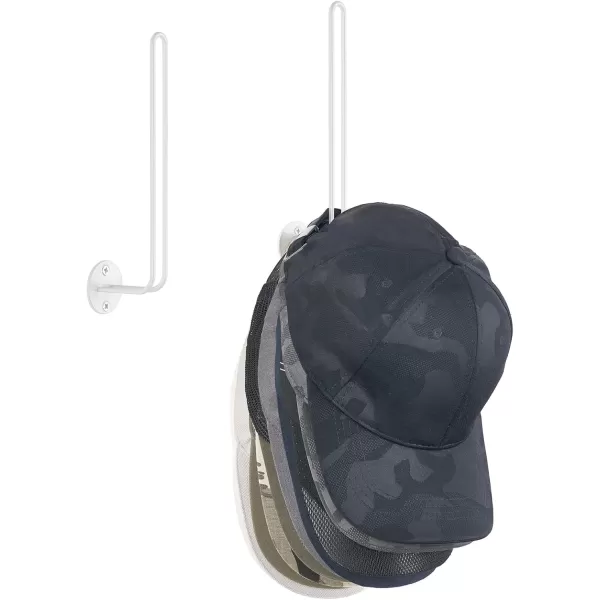 Mkono Hat Organizer for Baseball Caps Set of 2 Wall Hat Rack 5 Inches Space Saving Holds 20 Caps Modern L Shaped Hat Hooks Wall Mount Hat Holder for Closet Bedroom Storage Small BlackWhite