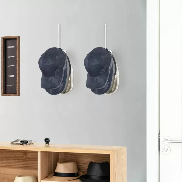 Mkono Hat Organizer for Baseball Caps Set of 2 Wall Hat Rack 5 Inches Space Saving Holds 20 Caps Modern L Shaped Hat Hooks Wall Mount Hat Holder for Closet Bedroom Storage Small BlackWhite