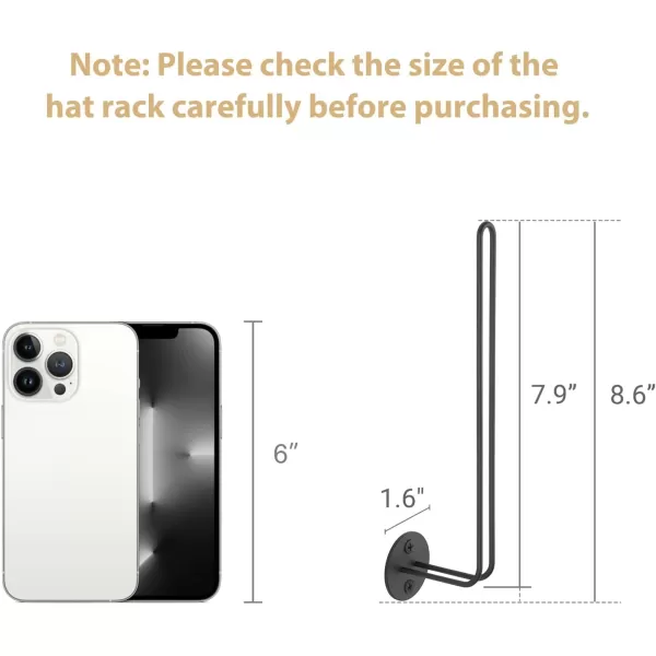 Mkono Hat Organizer for Baseball Caps Set of 2 Wall Hat Rack 5 Inches Space Saving Holds 20 Caps Modern L Shaped Hat Hooks Wall Mount Hat Holder for Closet Bedroom Storage Small BlackBlack