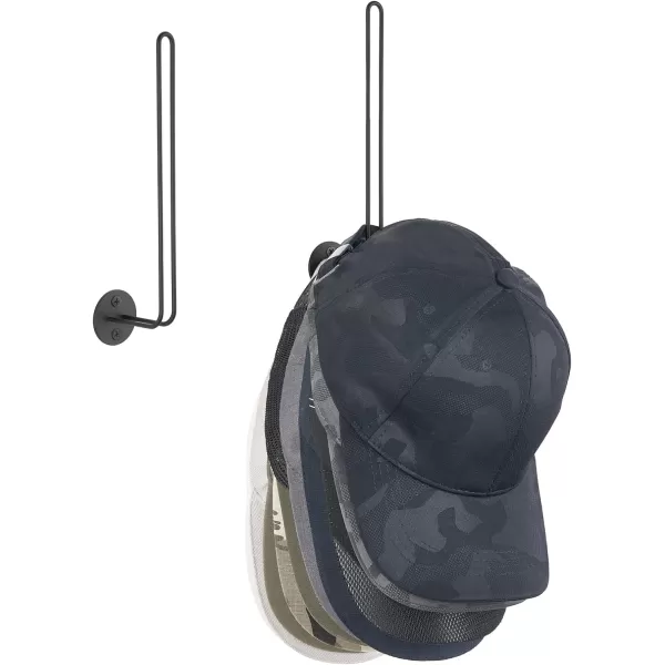Mkono Hat Organizer for Baseball Caps Set of 2 Wall Hat Rack 5 Inches Space Saving Holds 20 Caps Modern L Shaped Hat Hooks Wall Mount Hat Holder for Closet Bedroom Storage Small BlackBlack