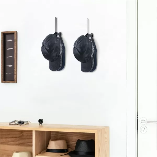 Mkono Hat Organizer for Baseball Caps Set of 2 Wall Hat Rack 5 Inches Space Saving Holds 20 Caps Modern L Shaped Hat Hooks Wall Mount Hat Holder for Closet Bedroom Storage Small BlackBlack