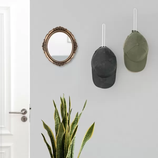 Mkono Hat Organizer for Baseball Caps Set of 2 Wall Hat Rack 5 Inches Space Saving Holds 20 Caps Modern L Shaped Hat Hooks Wall Mount Hat Holder for Closet Bedroom Storage Small BlackWhite