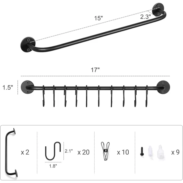 Mkono Hat Rack for Wall Baseball Cap Organizer Hanger with 20 Hooks Modern Metal Hat Holder WallMounted Caps Display for Closet Door Bedroom Entryroom Laundry Set of 2 BlackBlack