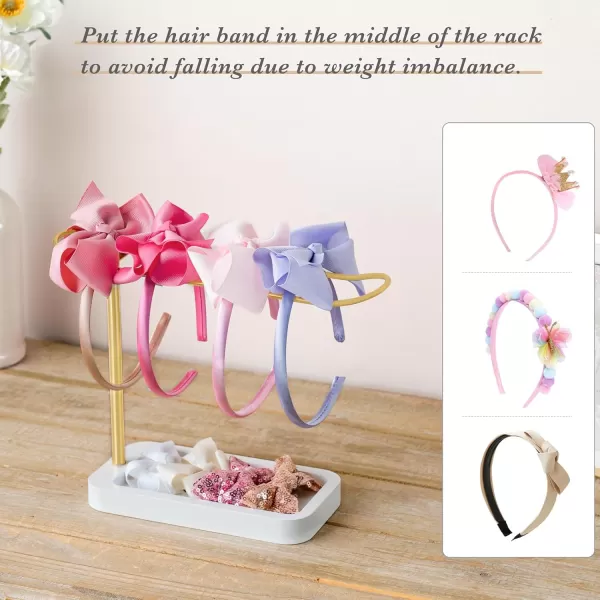 Mkono Headband Holder Metal Headband Organizer Gold Headband Stand Hair Accessories Organizer for Women Teen Girl Gifts Scrunchie Storage Display Rack for Claw Clip and Bracelets Dorm Bedroom Decor