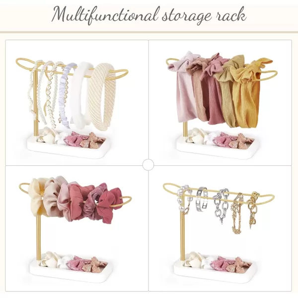 Mkono Headband Holder Metal Headband Organizer Gold Headband Stand Hair Accessories Organizer for Women Teen Girl Gifts Scrunchie Storage Display Rack for Claw Clip and Bracelets Dorm Bedroom Decor