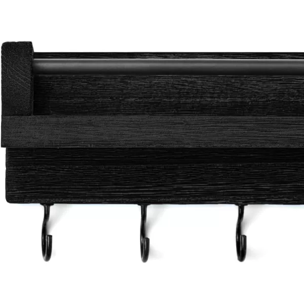 Mkono Key Holder for Wall 95quot x 35quot x 25quot Small Rustic Wood Key Rack with 6 Hooks Decorative Display Keys Hanger Organizer for Entryway Living Room Bedroom Bathroom Office Home DecorBlack