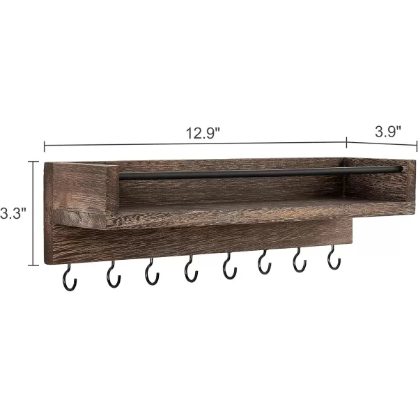Mkono Key Holder for Wall 95quot x 35quot x 25quot Small Rustic Wood Key Rack with 6 Hooks Decorative Display Keys Hanger Organizer for Entryway Living Room Bedroom Bathroom Office Home DecorBrown