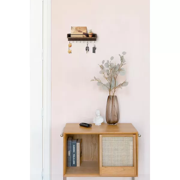 Mkono Key Holder for Wall 95quot x 35quot x 25quot Small Rustic Wood Key Rack with 6 Hooks Decorative Display Keys Hanger Organizer for Entryway Living Room Bedroom Bathroom Office Home DecorBrown