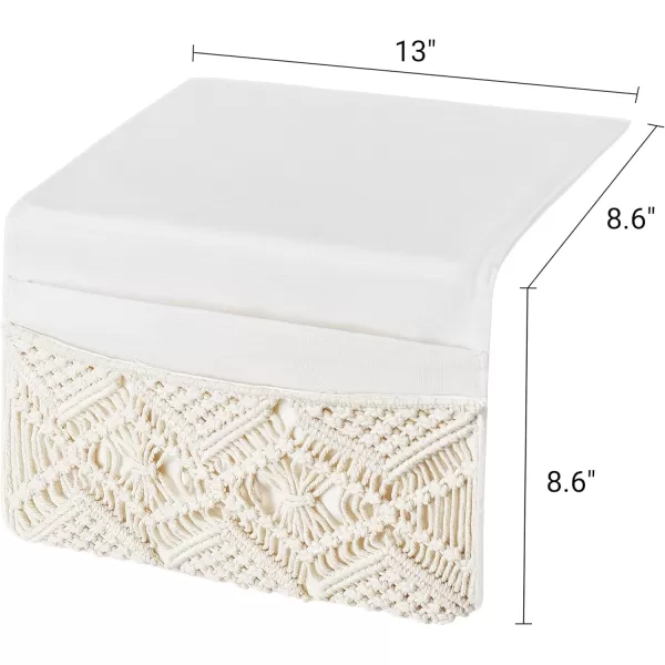 Mkono Macrame Bedside Caddy Storage Organizer Boho Remote Control Tablet Magazine Holder with 4 Pockets Nonslip Countertop Bedside Caddy for Home Bedroom Living Room College Dorm Bed Ivory4 PocketsIvory
