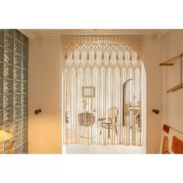 Mkono Macrame Curtain Large Boho Woven Wall Hanging Window Curtains Handmade Bohemian Decor for Window Doorway Closet Wedding Backdrop Arch Bedroom Living Room Apartment 51Wide x 70Long2