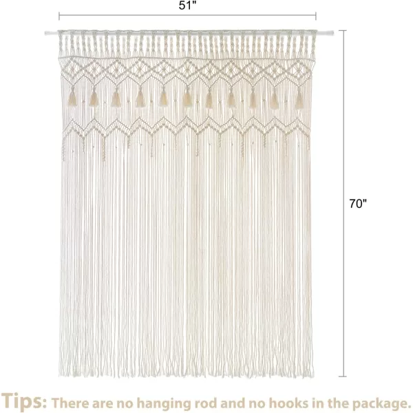 Mkono Macrame Curtain Large Boho Woven Wall Hanging Window Curtains Handmade Bohemian Decor for Window Doorway Closet Wedding Backdrop Arch Bedroom Living Room Apartment 51Wide x 70Long2