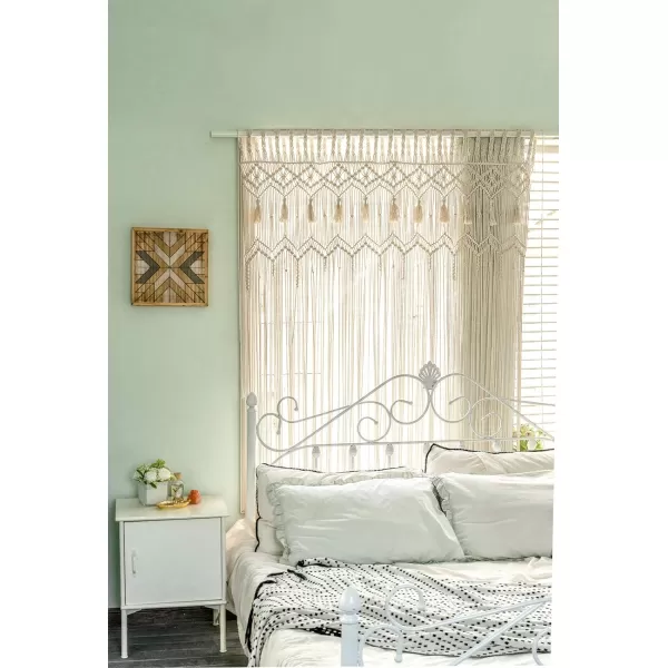 Mkono Macrame Curtain Large Boho Woven Wall Hanging Window Curtains Handmade Bohemian Decor for Window Doorway Closet Wedding Backdrop Arch Bedroom Living Room Apartment 51Wide x 70Long2