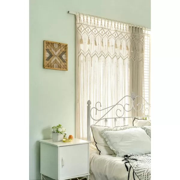 Mkono Macrame Curtain Large Boho Woven Wall Hanging Window Curtains Handmade Bohemian Decor for Window Doorway Closet Wedding Backdrop Arch Bedroom Living Room Apartment 51Wide x 70Long1