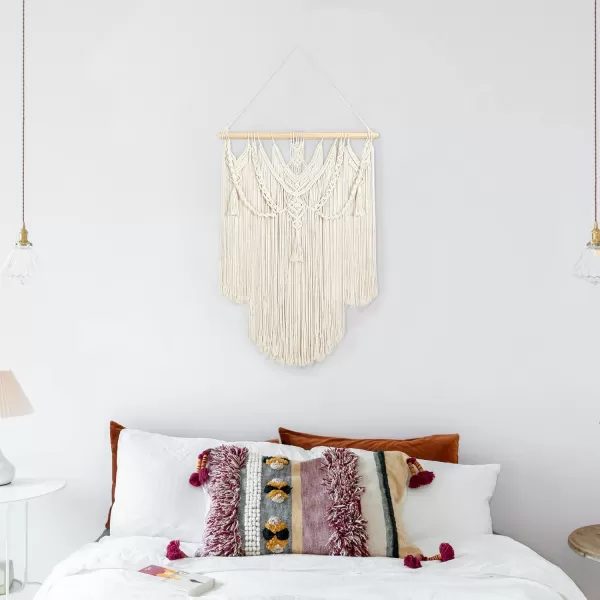 Mkono Macrame Wall Hanging Boho Home Decor Chic Woven Decoration for Bedroom Living Room Apartment Dorm Gallery Perfect Handmade Ideas 1 Pack Large Size 36quotx35quotMedium