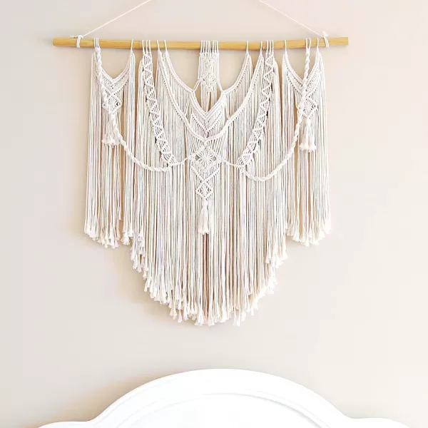 Mkono Macrame Wall Hanging Boho Home Decor Chic Woven Decoration for Bedroom Living Room Apartment Dorm Gallery Perfect Handmade Ideas 1 Pack Large Size 36quotx35quotLarge